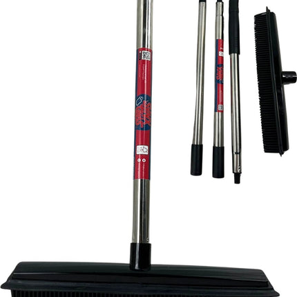 Rubberen bezem met steel 2 in 1 | kappersbezem |Verstelbare Steel (tot 120 cm)