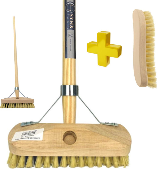 Synx Fiber Schrobbezem Luiwagen Set + Werkhandborstel - Multipack met Steel 150cmSynx Fiber Schrobbezem Luiwagen Set + Werkhandborstel - Multipack met Steel 150cm