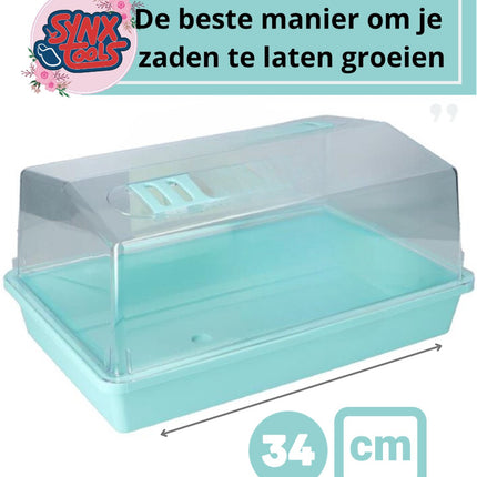 Synx Tools Bac de culture avec couvercle 37,5 cm - Plateau de semis - Plateau de culture - bac de culture avec ventilation - culture - Jardinage/Potager - Articles pour potager - Accessoires de jardinage - Appui de fenêtre