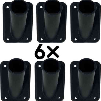 Set van 6 zwarte kunststof vlaggenstokhouders