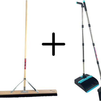 Synx Tools Chevaline 80 cm & Ensemble balayette et pelle 2 pièces - Chevaline / balayette - Manche à balai 150 cm - Balayette et pelle Manche réglable jusqu'à 121 cm