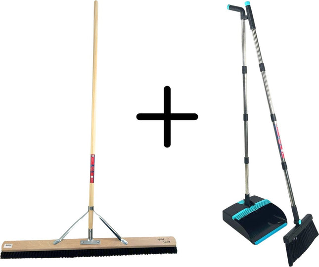 Synx Tools Chevaline 80 cm & Ensemble balayette et pelle 2 pièces - Chevaline / balayette - Manche à balai 150 cm - Balayette et pelle Manche réglable jusqu'à 121 cm