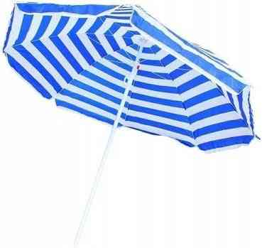 Parasol avec support - Parasol de plage rayé bleu/blanc 165 cm - Réglable