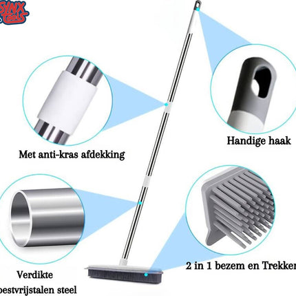 Synx Tools 2 in 1 Rubberen bezem - binnen & buiten - bezem - binnenbezem