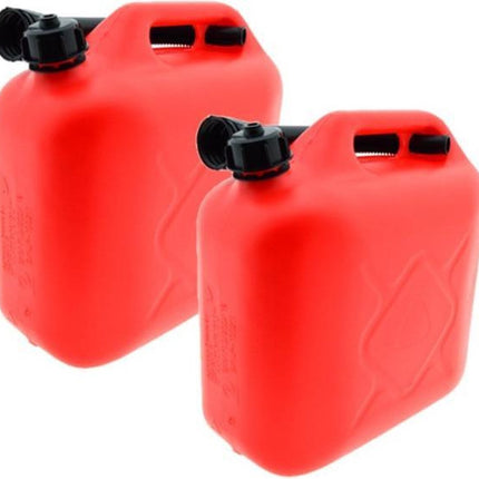 Set van 2 rode 10L Jerrycans met schenktuit