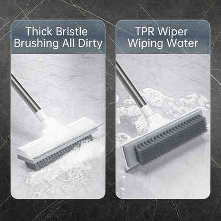 Synx Tools Brosse à récurer 2 en 1 pour salle de bain avec manche télescopique - Nettoyeur de carrelage et de sol