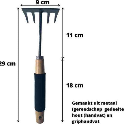 Set d'outils de jardinage - râteau, petite pelle et houe