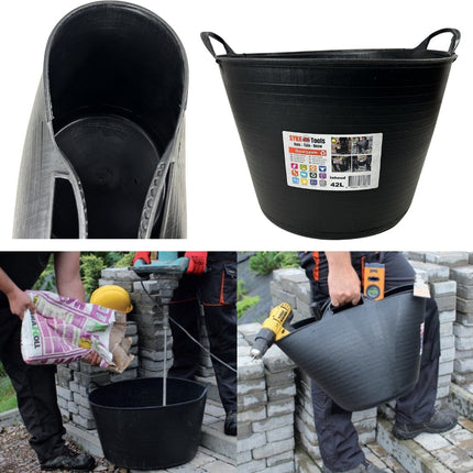 Flexibele emmer 42L voor bouw en tuin