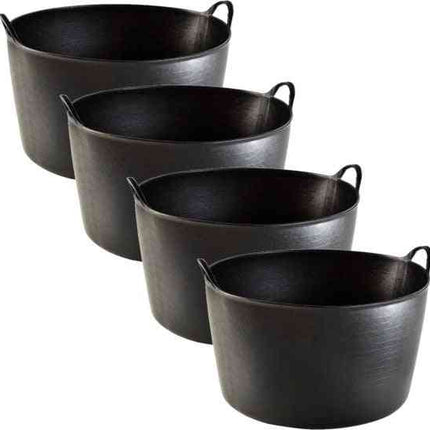 4x Paniers à linge/seaux noirs 42 L Paniers de rangement et de transport 53 cm