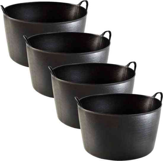 4x Paniers à linge/seaux noirs 42 L Paniers de rangement et de transport 53 cm