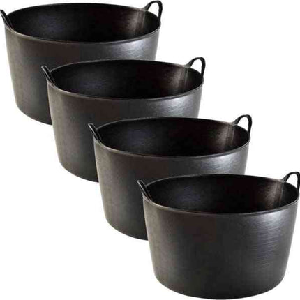 4x Synx Tools Seau flexible/Panier à linge noir 45 L | Bac à ciment | Bac flexible