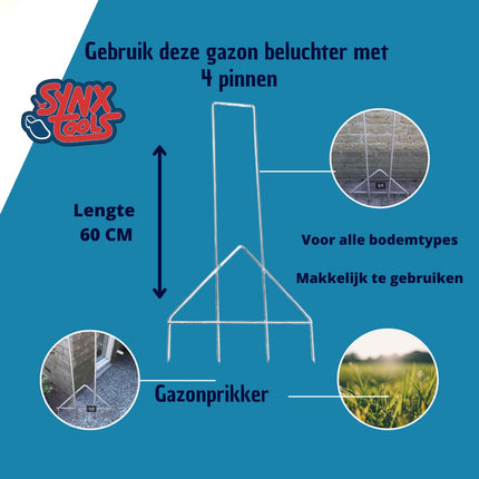 Synx Aérateur de gazon / Aérateurs de gazon 60 x 40 cm - Aérateurs - Outils de travail du sol