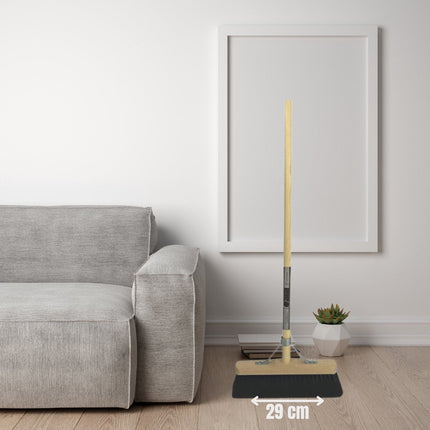 Balai intérieur Synx Tools en crin de cheval 29 cm - Balai doux - Balai souple - Manche 120 cm inclus -  Balai avec ensemble poubelle/pelle « bambou » collection « ECO »
