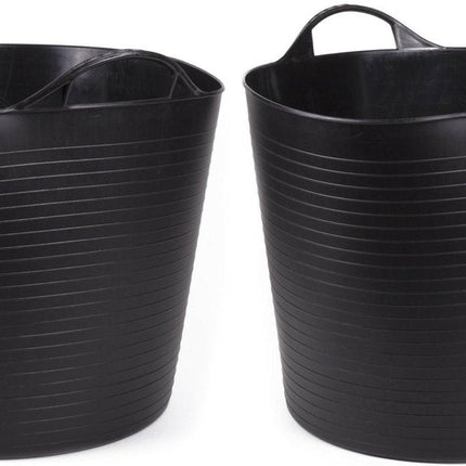 2x Benson flexibele ronde wasmand zwart 45 liter