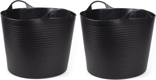 2x Benson flexibele ronde wasmand zwart 45 liter