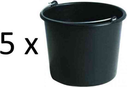 Synx Tools 5 seaux de chantier 12 L XXL noirs - Lot économique