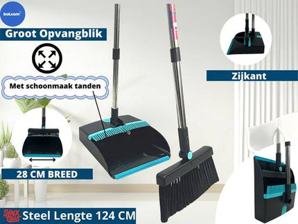 uitleg groot opvangblik 27 cm breed  steel lengte  124 cm