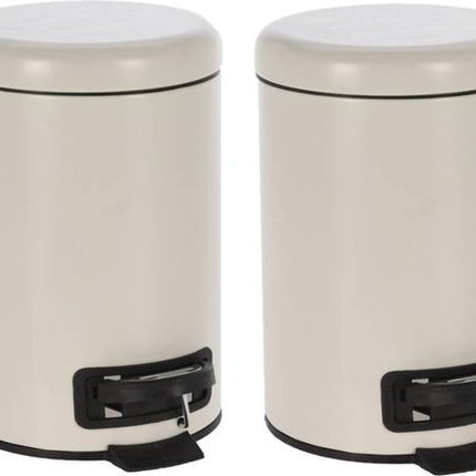 Poubelle à pédale 3 litres 2 pièces - Petites poubelles 3 litres taupe