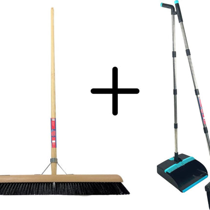 Synx Tools balai d'intérieur Balai de salle 60 & Synx Tools Pelle et balayette avec manche long 121 cm - crin de cheval - balai doux avec manche 150 cm
