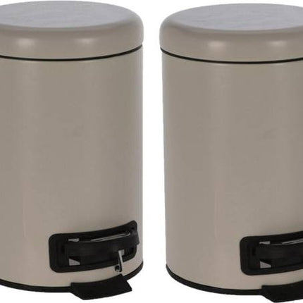 Poubelle à pédale 3 litres Taupe de 17 x 25 cm - Accessoires/fournitures de salle de bain