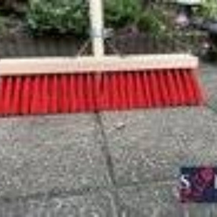 Balai de rue Synx Tools en nylon rouge 50 cm - Avec manche de 160 cm