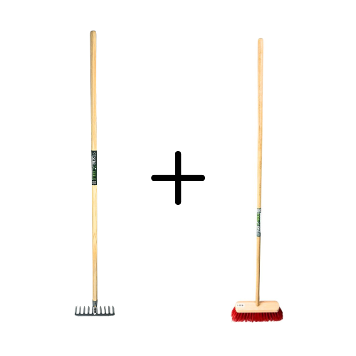 Tuinhark 10 Tanden verzinkt + Nylon Straatbezem 30 cm