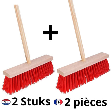 Synx Set 2x Balai d'extérieur Rouge - Articles de jardinage - Balai - Manche 120 cm