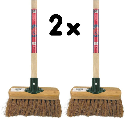 Synx Tools Kinderbezem Cocos set van 2 - Bezems - Buitenspeelgoed / Speelgoed incl. Steel 57cm - tuinierspeelgoed - Schepjes - Kinderen - Totale lengte 65cm