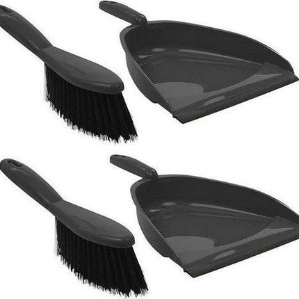 2x Pelle et balayette grises en plastique 22x33cm - Nettoyage