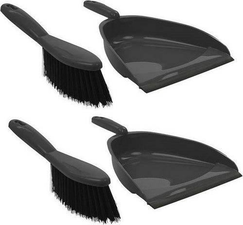 2x Pelle et balayette grises en plastique 22x33cm - Nettoyage