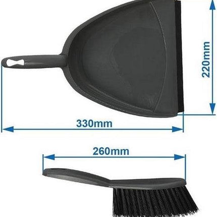 2x Pelle et balayette grises en plastique 22x33cm - Nettoyage