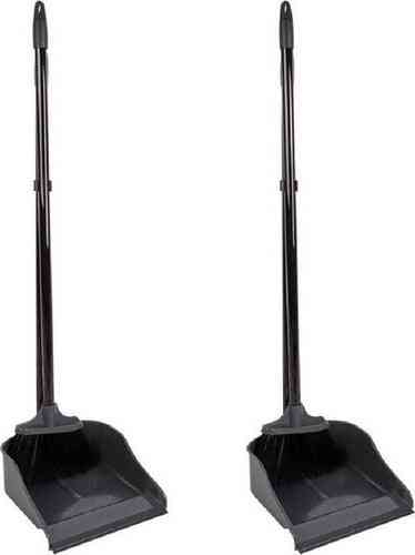 2x Ensemble pelle et balayette de luxe noires - avec manche 83x24x18cm