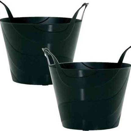 2x Seaux/paniers à linge flexibles noirs 45L - Paniers de rangement et paniers à linge