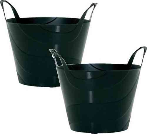 2x Seaux/paniers à linge flexibles noirs 45L - Paniers de rangement et paniers à linge