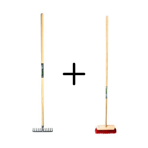 Tuinhark 12 Tanden verzinkt + Nylon Straatbezem 30 cm