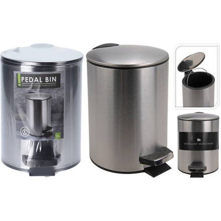 2 poubelles à pédale 3 litres de 17,5 x 23,5 cm en acier inoxydable mat