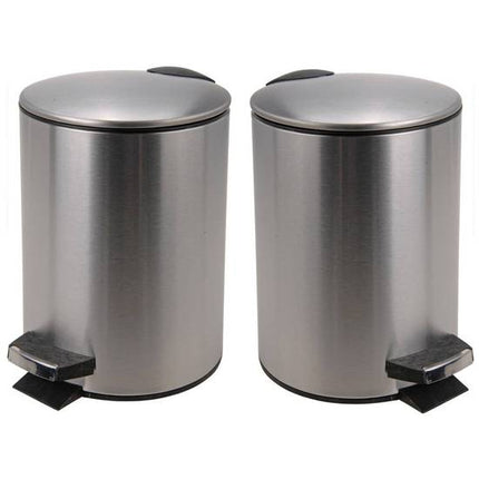 2 poubelles à pédale 3 litres de 17,5 x 23,5 cm en acier inoxydable mat