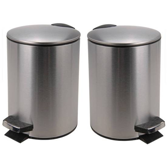 2 poubelles à pédale 3 litres de 17,5 x 23,5 cm en acier inoxydable mat