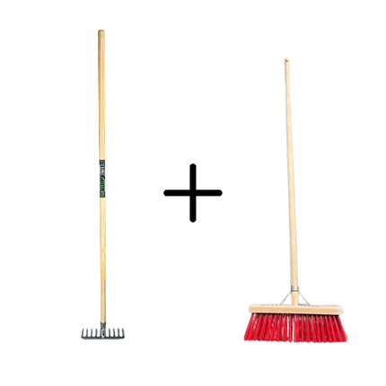 Tuinhark 10 Tanden verzinkt + Nylon Straatbezem 35 cm