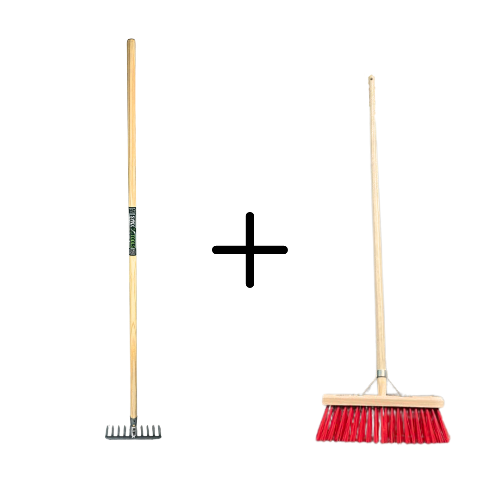 Tuinhark 10 Tanden verzinkt + Nylon Straatbezem 35 cm