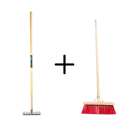 Tuinhark 12 Tanden verzinkt + Nylon Straatbezem 35 cm