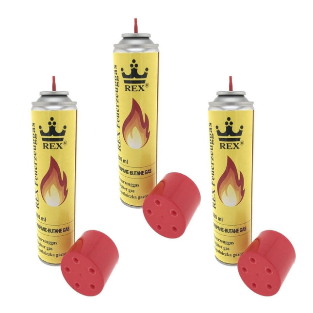 3 cartouches de gaz pour briquet 300 ml - Recharge pour briquet Rex