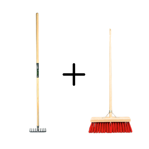 Tuinhark 10 Tanden verzinkt + Nylon Straatbezem 40 cm