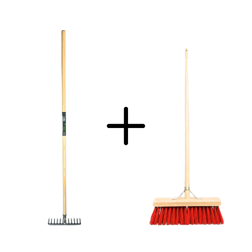 Tuinhark 12 Tanden verzinkt + Nylon Straatbezem 40 cm