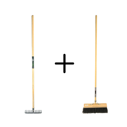 Tuinhark 12 Tanden verzinkt + Nylon Straatbezem Zwart 40 cm