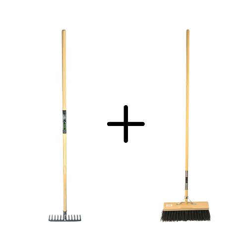 Tuinhark 12 Tanden verzinkt + Nylon Straatbezem Zwart 40 cm