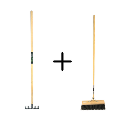 Tuinhark 10 Tanden verzinkt + Nylon Straatbezem Zwart 40 cm