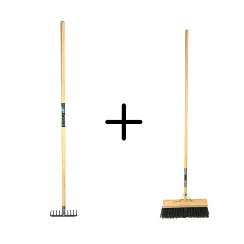Tuinhark 10 Tanden verzinkt + Nylon Straatbezem Zwart 40 cm