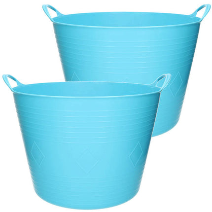 2x flexibele blauwe kuip emmer 43 liter