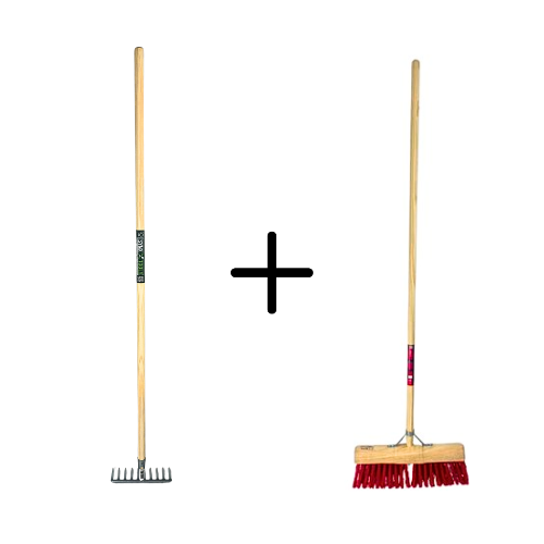 Tuinhark 10 Tanden verzinkt + Nylon Prof Gemeente bezem 45 cm